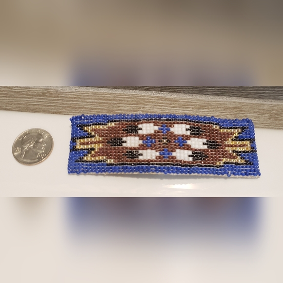 Rectangular Native American Style Beaded Barrette - Picture 1 of 3